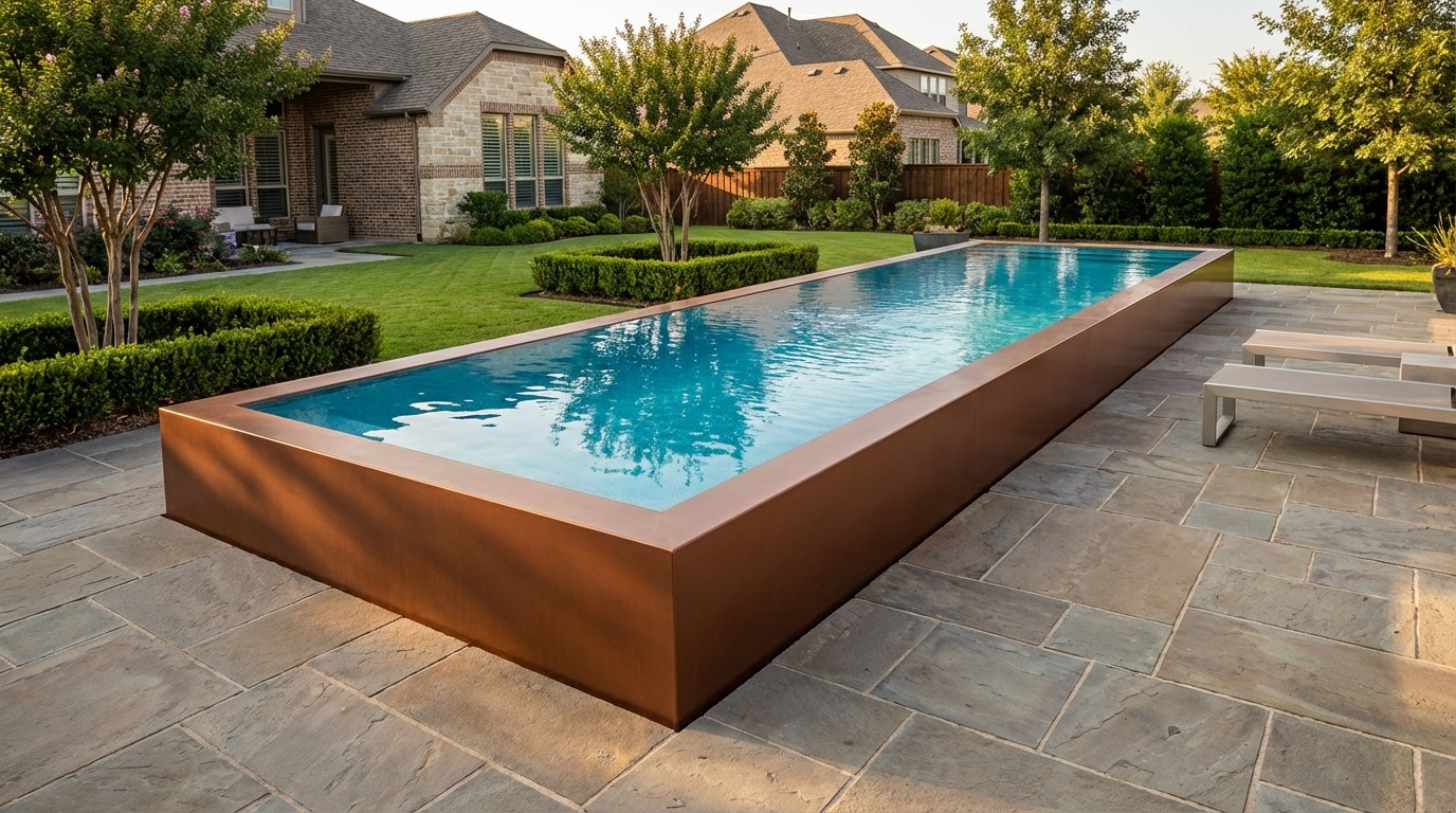 8 x 52 Espresso Copper Blue Topaz Architectural Pool