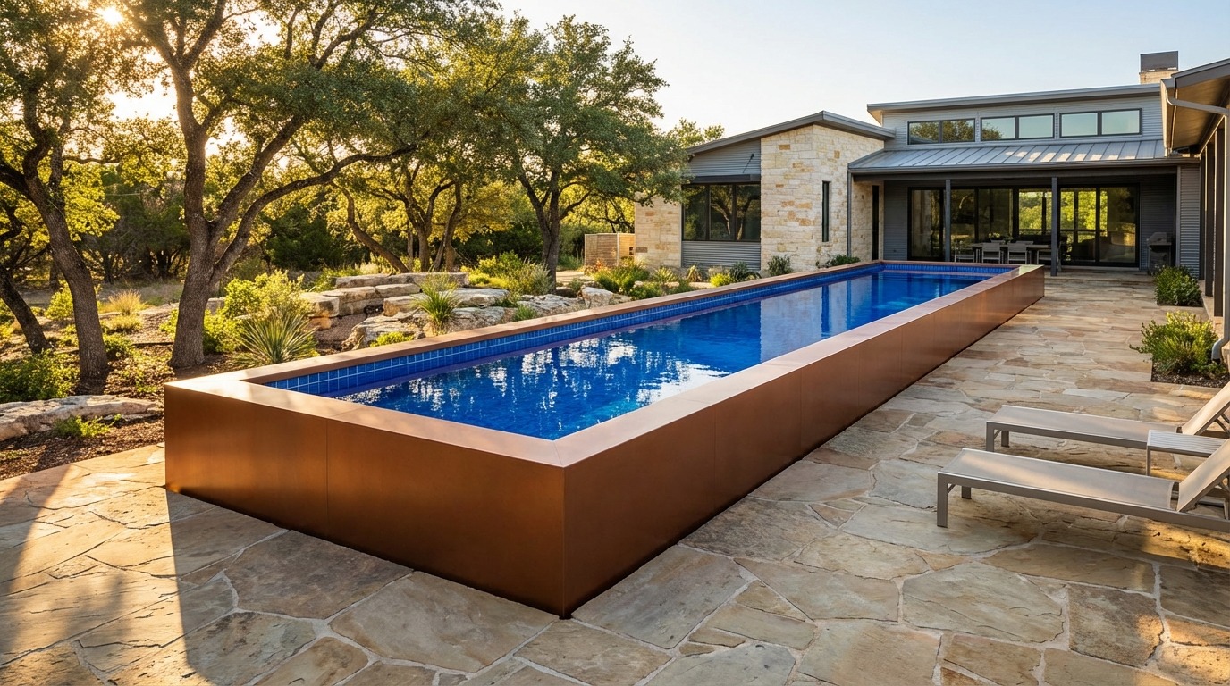 8 x 52 Espresso Copper Blue Matrix Architectural Pool