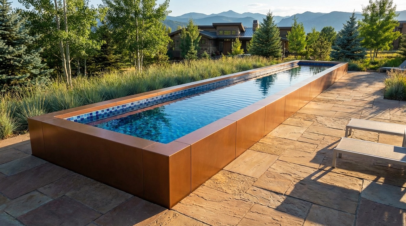 8 x 52 Espresso Copper Mystic Blue Architectural Pool
