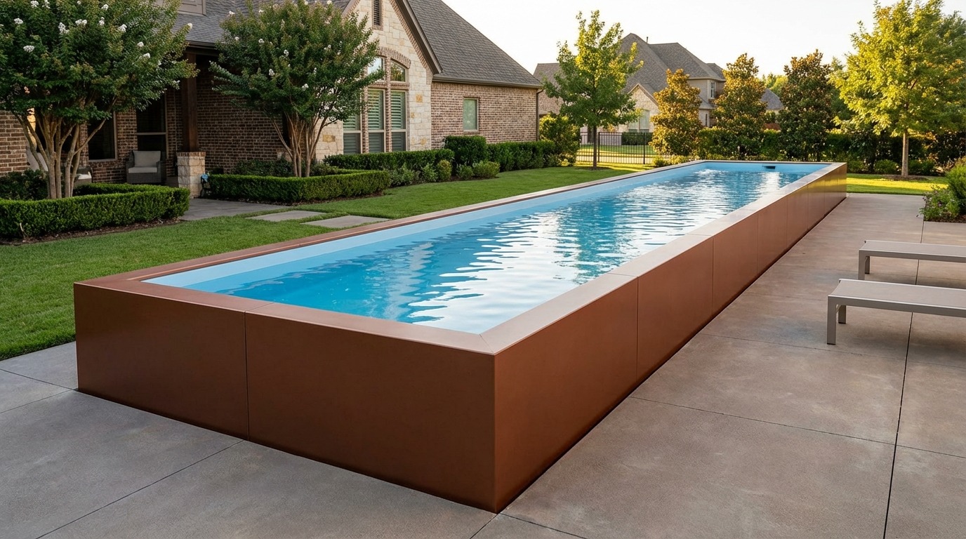 8 x 52 Espresso Copper Aqua Blue Architectural Pool