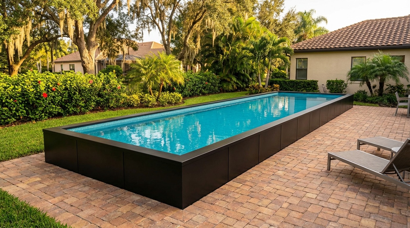 8 x 52 Midnight Black Blue Topaz Architectural Pool