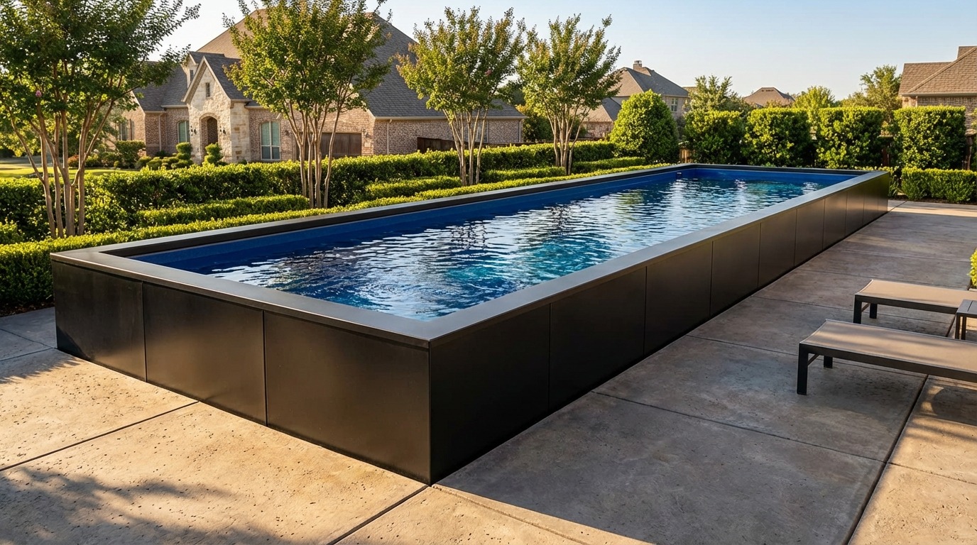 8 x 52 Midnight Black Deep Sea Blue Architectural Pool