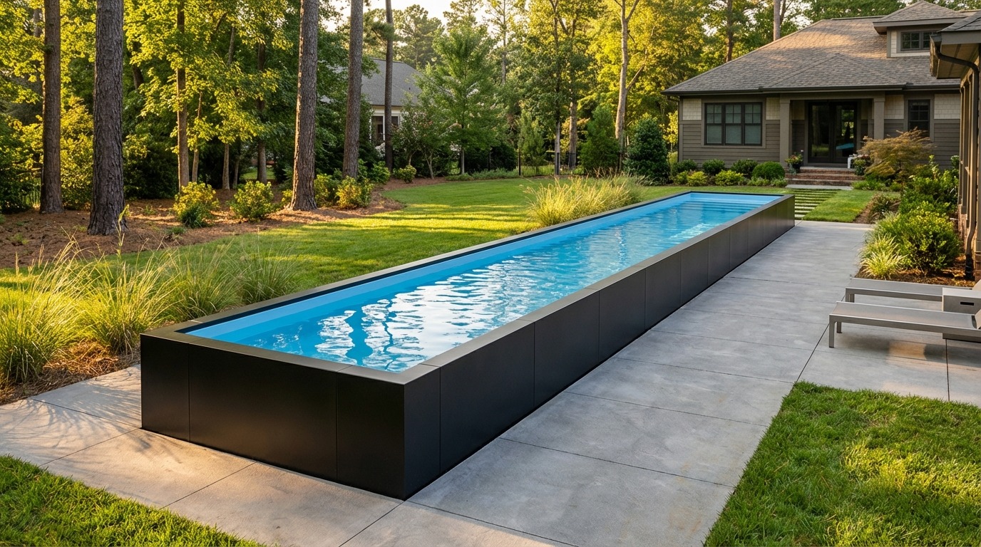 8 x 52 Midnight Black Aqua Blue Architectural Pool