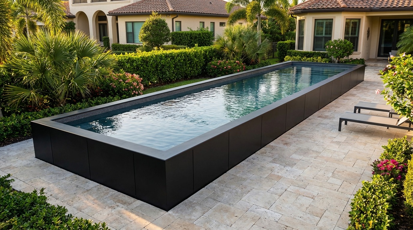 8 x 52 Midnight Black Titanium Stone Architectural Pool
