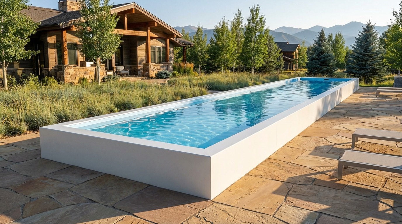 8 x 52 Alpine White Aqua Blue Architectural Pool