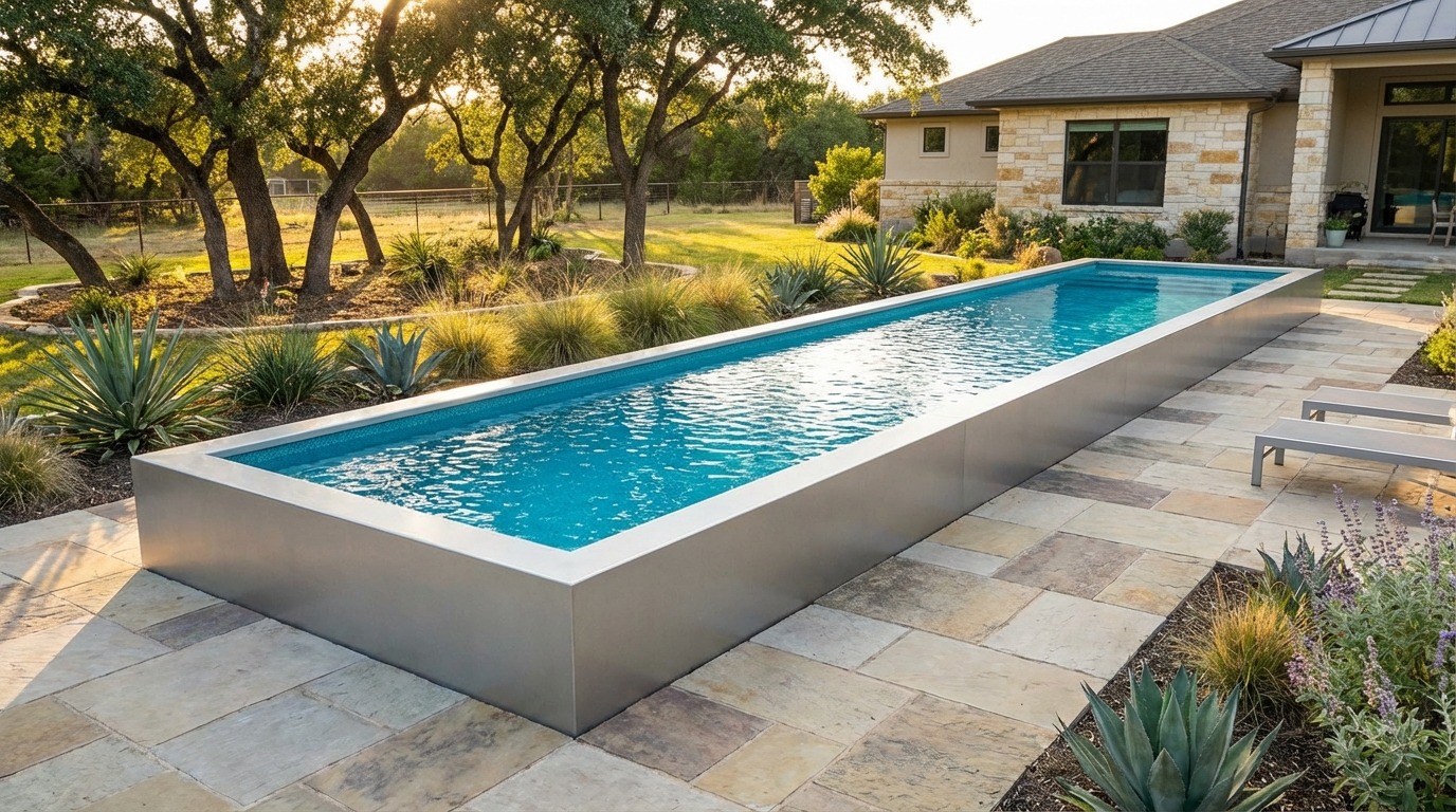 8 x 52 Platinum Silver Blue Topaz Architectural Pool