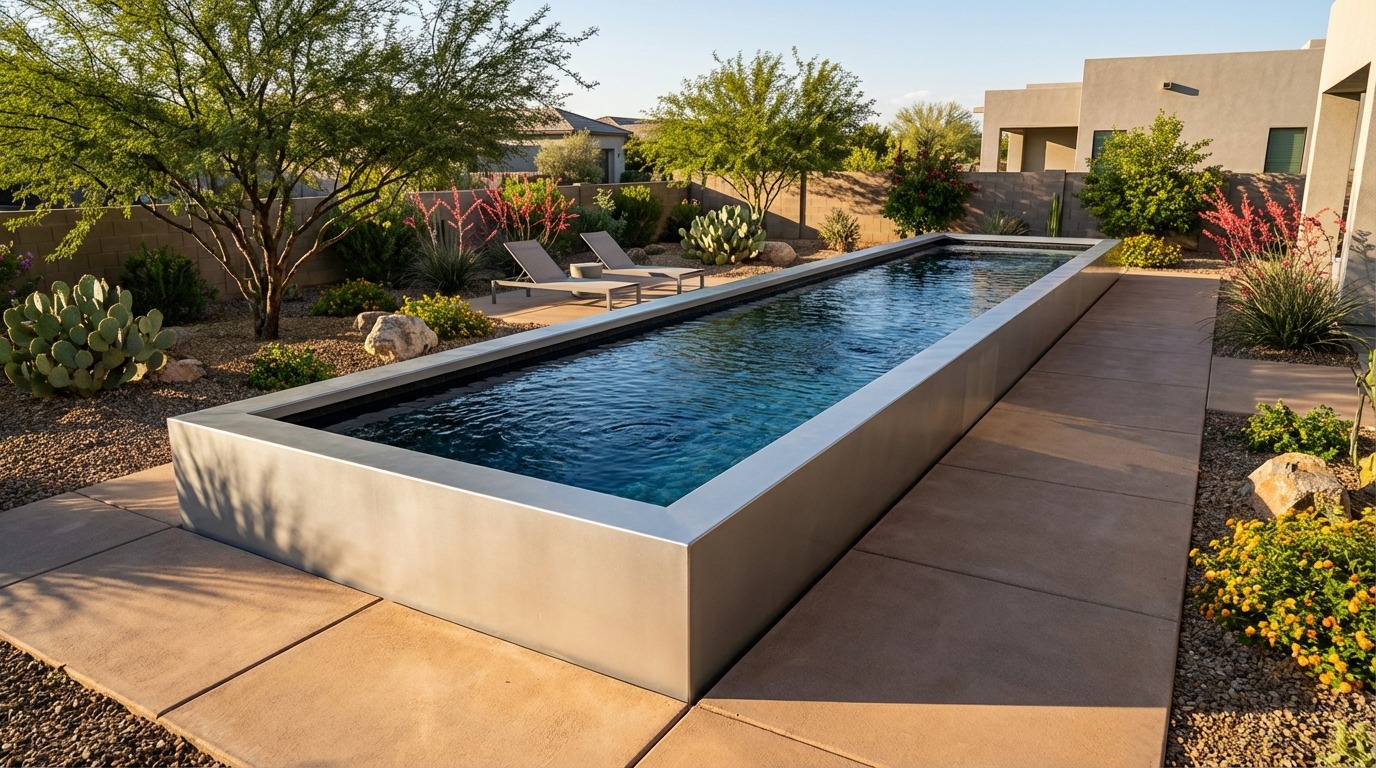 8 x 52 Platinum Silver Black Sapphire Architectural Pool