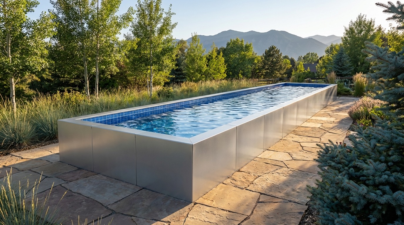 8 x 52 Platinum Silver Blue Matrix Architectural Pool