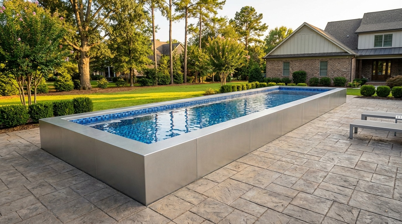 8 x 52 Platinum Silver Mystic Blue Architectural Pool