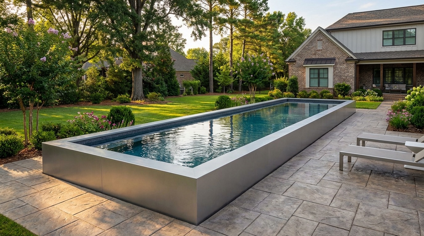 8 x 52 Platinum Silver Titanium Stone Architectural Pool