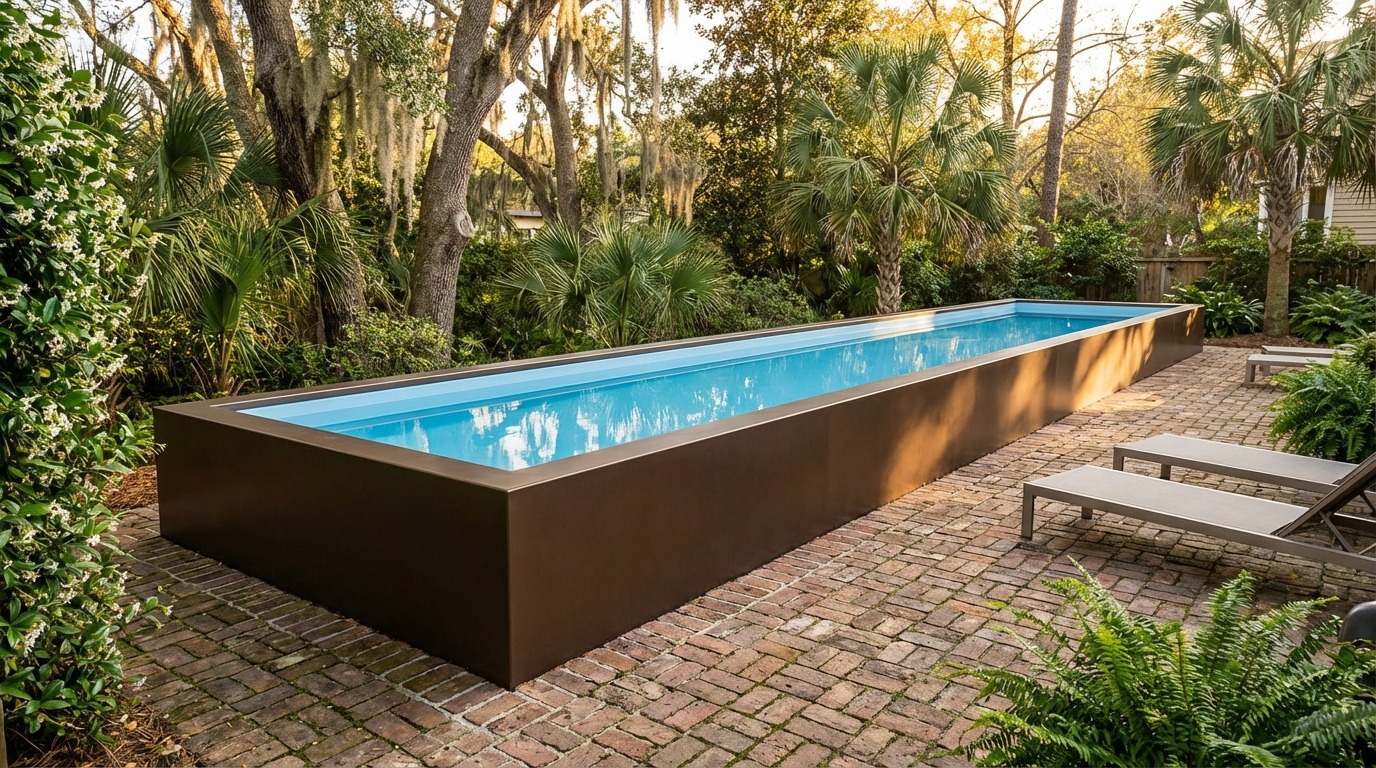 8 x 56 Canyon Bronze Aqua Blue Architectural Pool