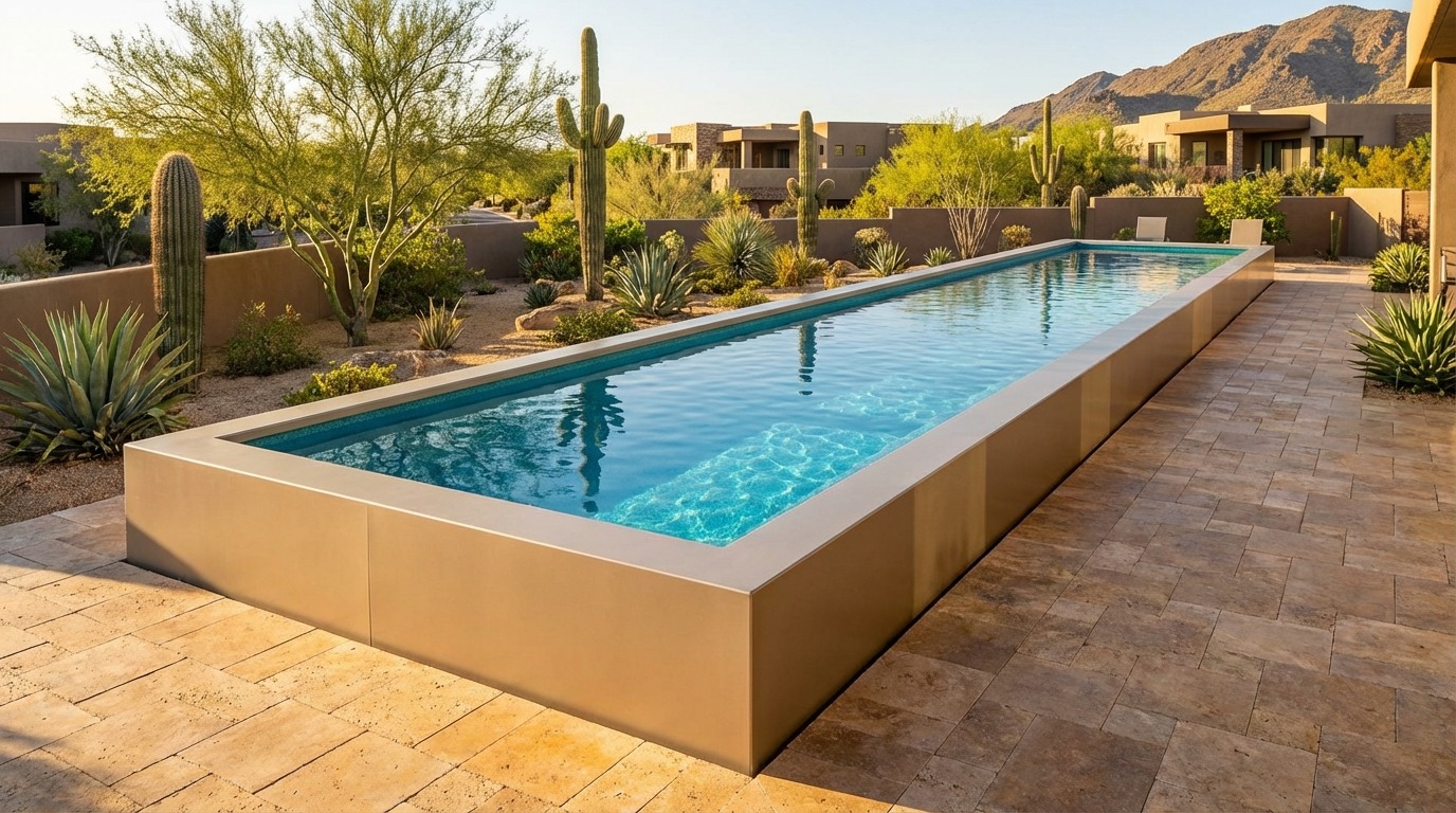 8 x 56 Champagne Mist Blue Topaz Architectural Pool