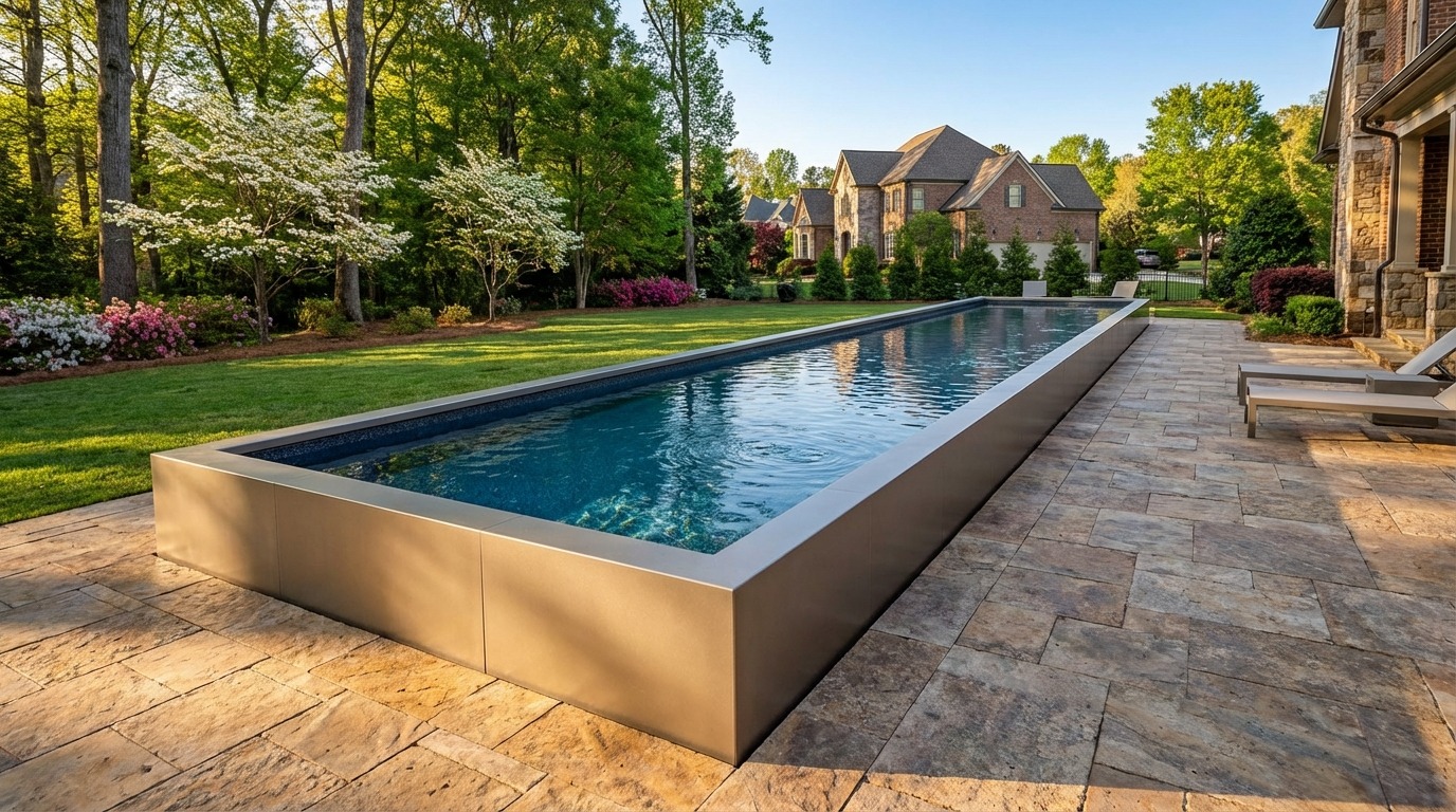 8 x 56 Champagne Mist Titanium Stone Architectural Pool