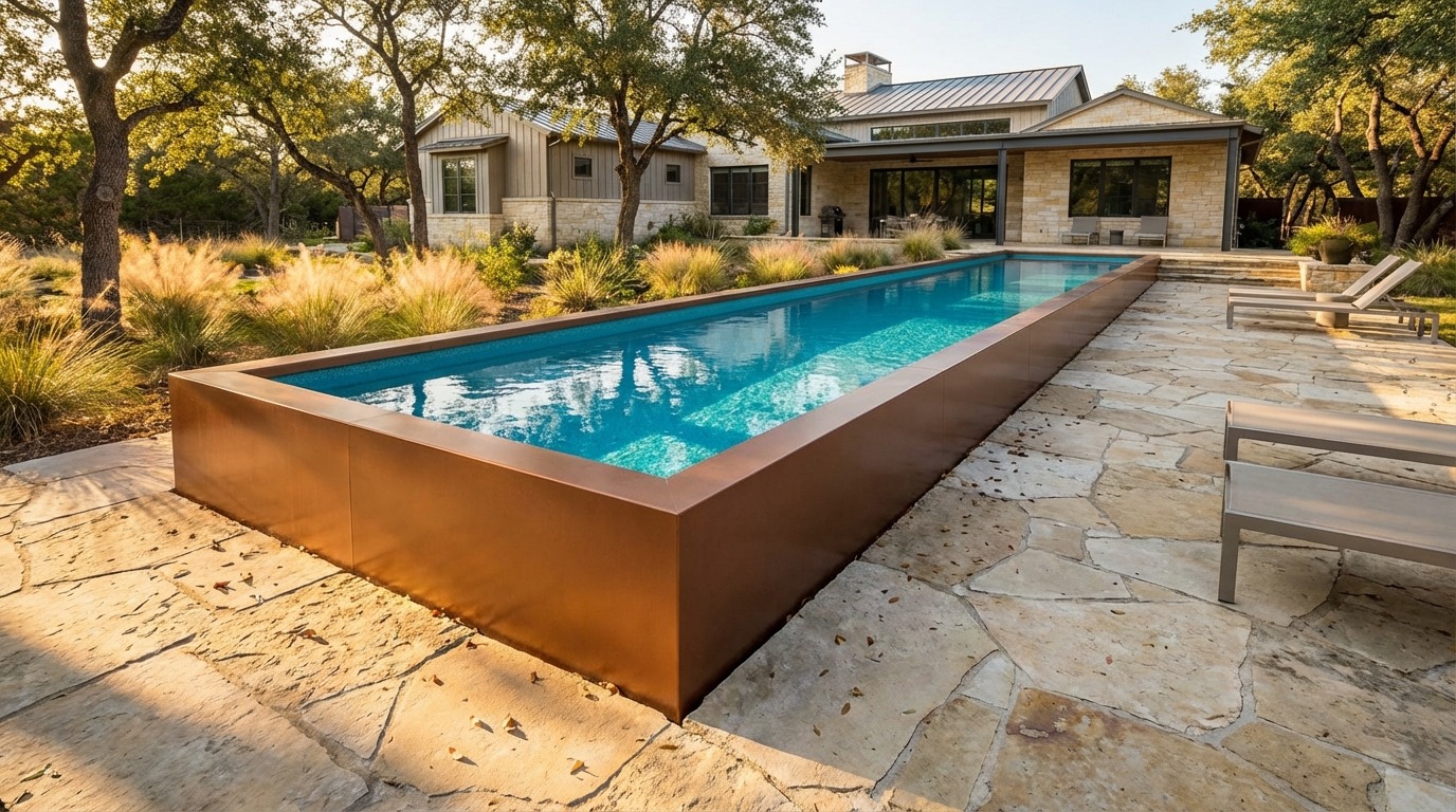 8 x 56 Espresso Copper Blue Topaz Architectural Pool