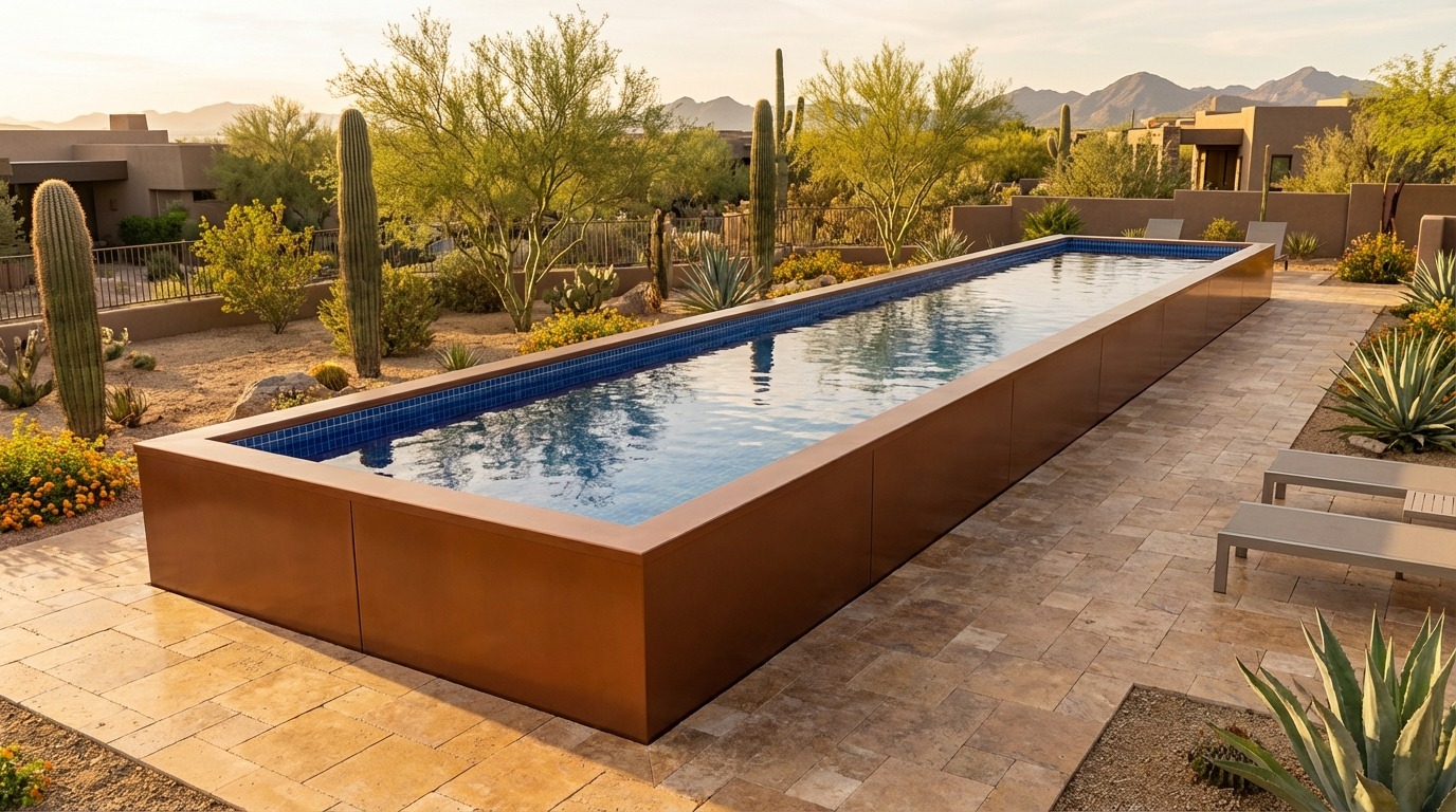 8 x 56 Espresso Copper Blue Matrix Architectural Pool
