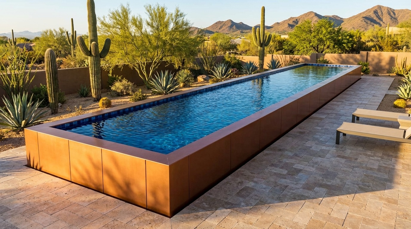 8 x 56 Espresso Copper Mystic Blue Architectural Pool