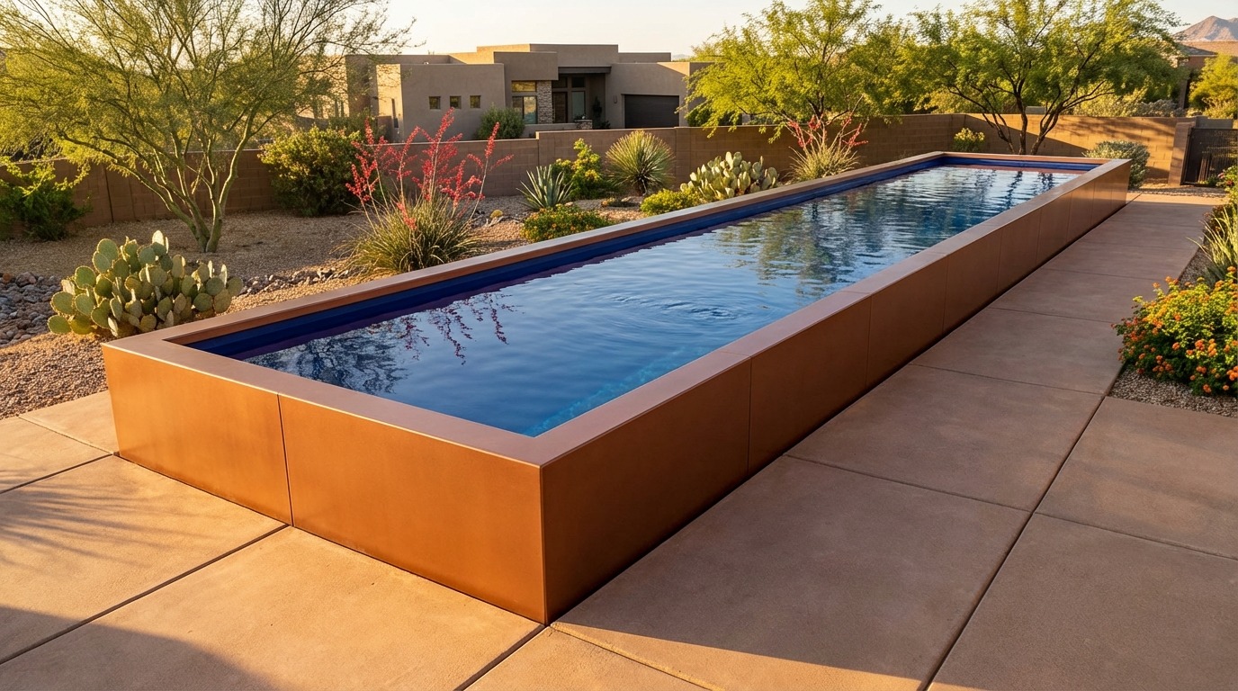 8 x 56 Espresso Copper Deep Sea Blue Architectural Pool