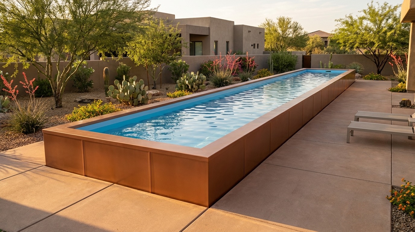 8 x 56 Espresso Copper Aqua Blue Architectural Pool