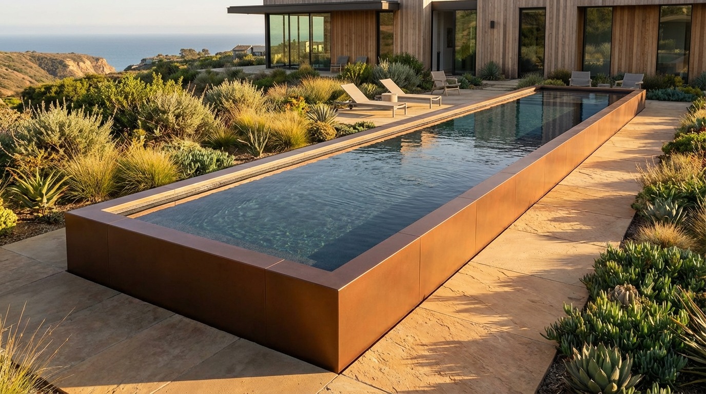 8 x 56 Espresso Copper Titanium Stone Architectural Pool