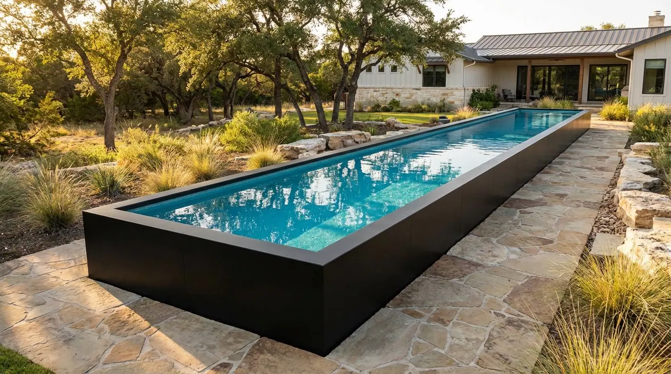 8 x 56 Midnight Black Blue Topaz Architectural Pool