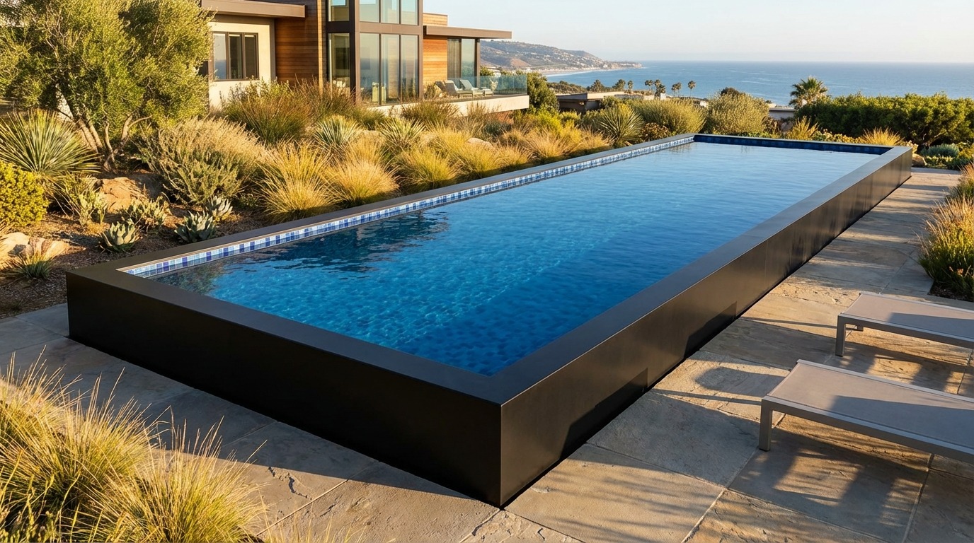 8 x 56 Midnight Black Mystic Blue Architectural Pool