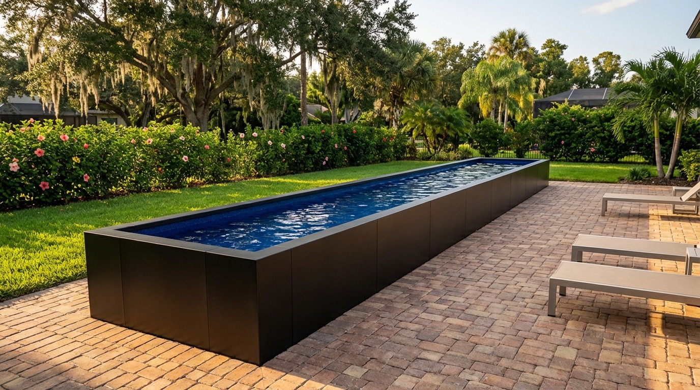 8 x 56 Midnight Black Deep Sea Blue Architectural Pool