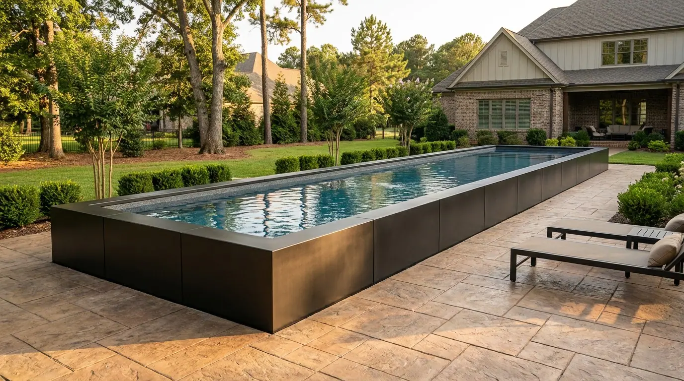 8 x 56 Midnight Black Titanium Stone Architectural Pool