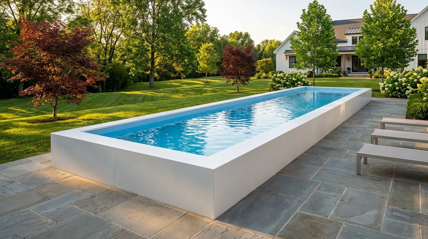 8 x 56 Alpine White Aqua Blue Architectural Pool