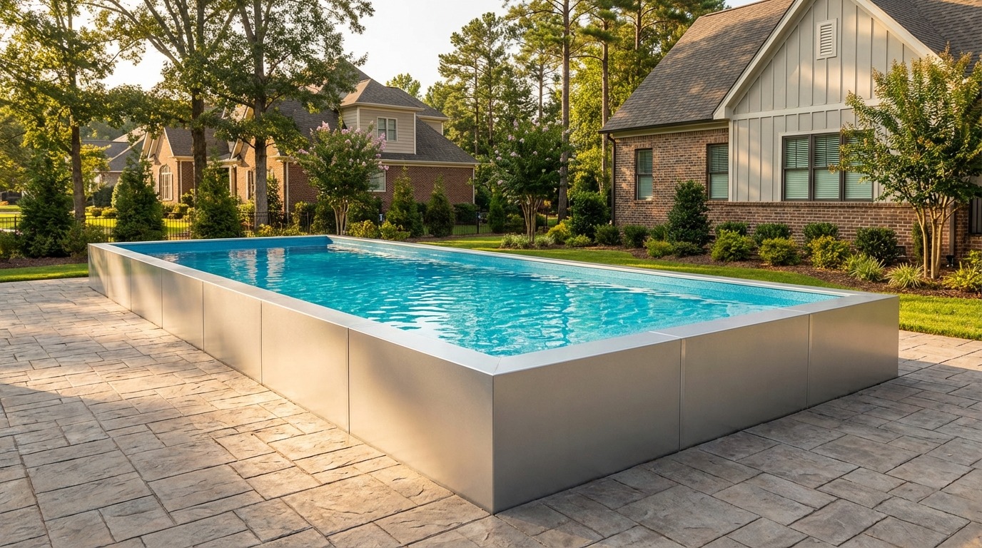 8 x 56 Platinum Silver Blue Topaz Architectural Pool