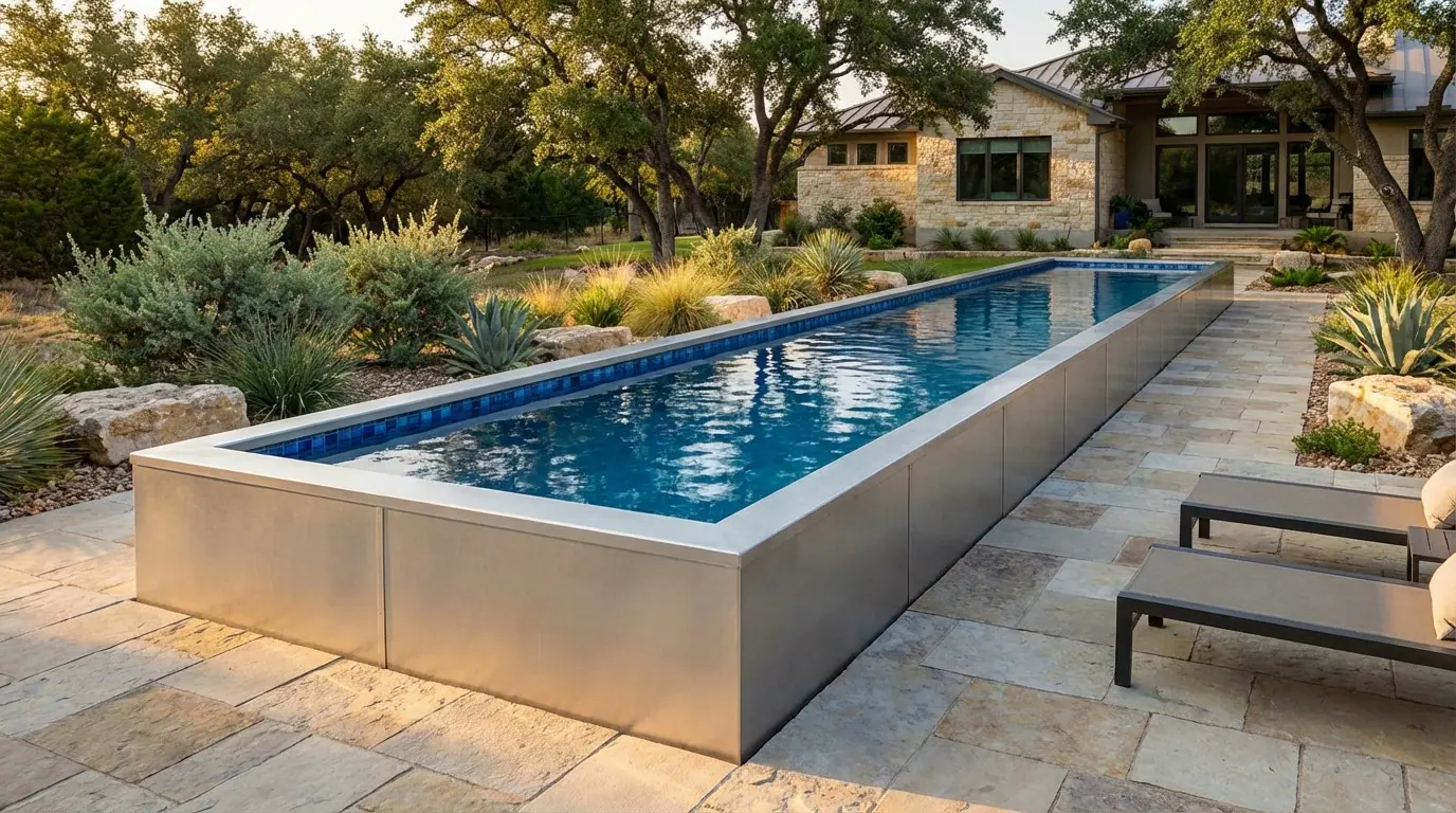 8 x 56 Platinum Silver Mystic Blue Architectural Pool