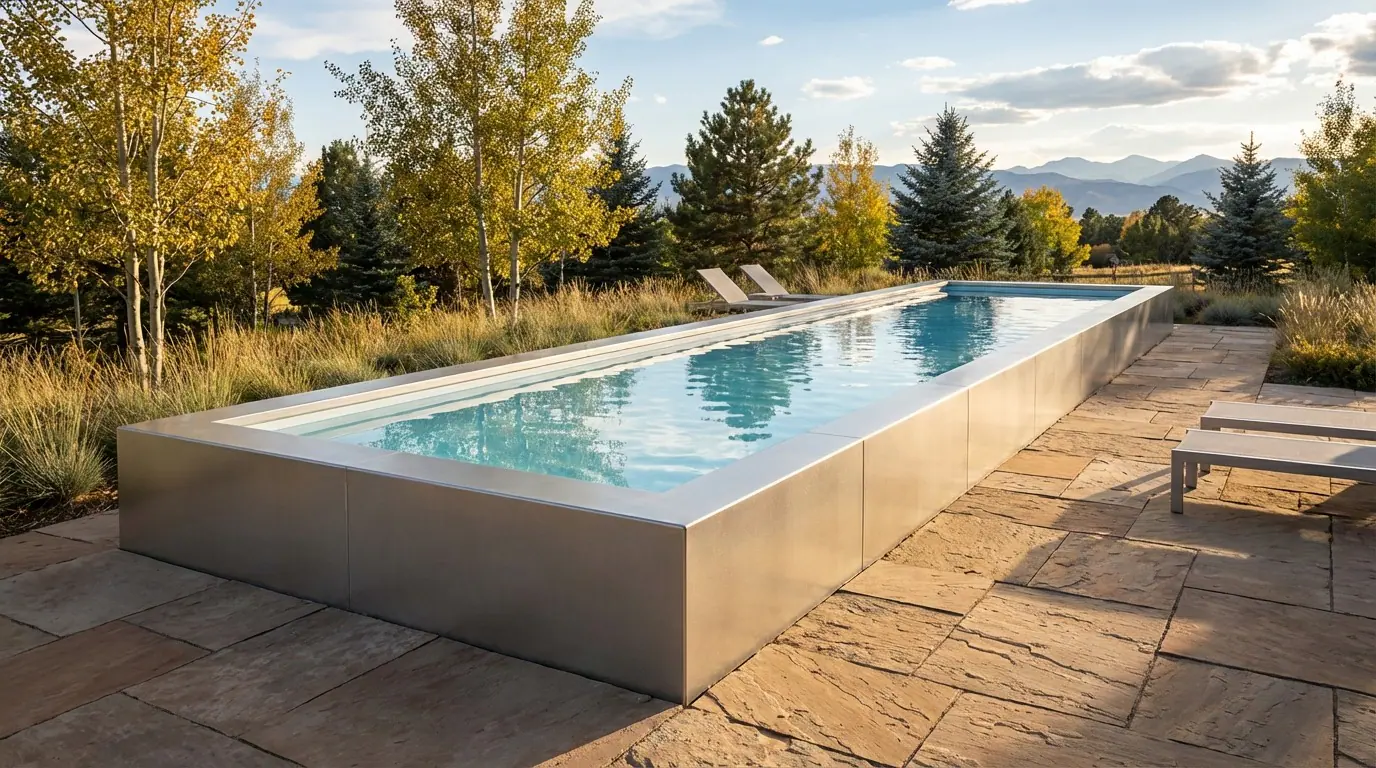 8 x 56 Platinum Silver Aqua Blue Architectural Pool