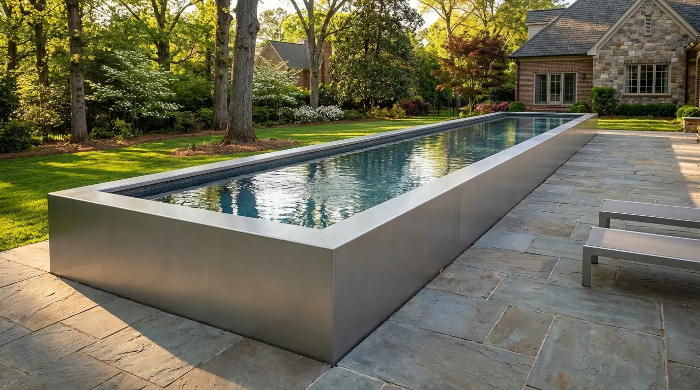 8 x 56 Platinum Silver Titanium Stone Architectural Pool