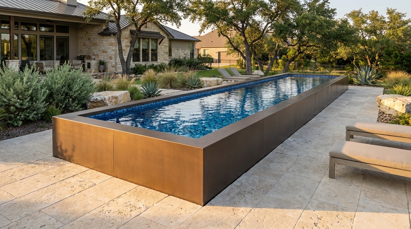 8 x 60 Canyon Bronze Mystic Blue Architectural Pool