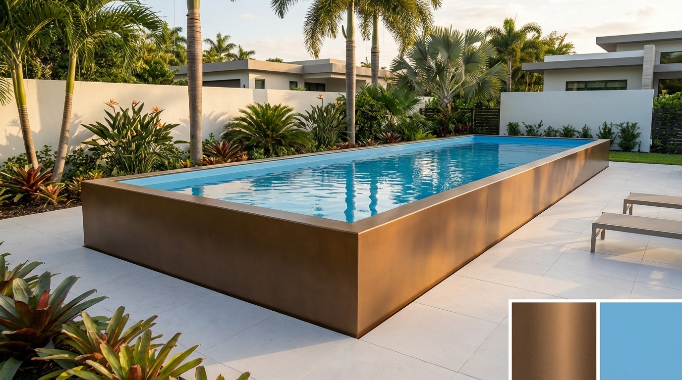 8 x 60 Canyon Bronze Aqua Blue Architectural Pool