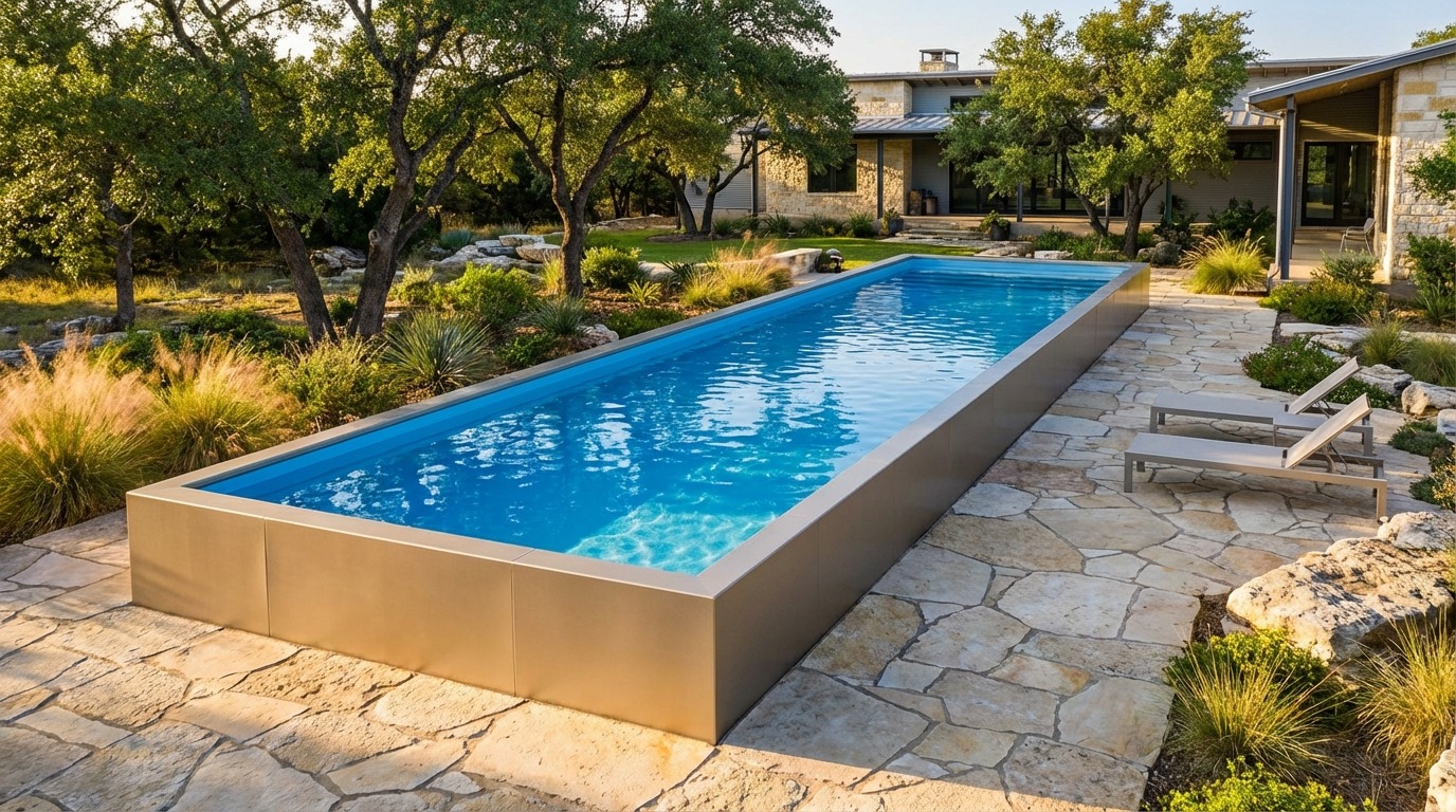 8 x 60 Champagne Mist Aqua Blue Architectural Pool