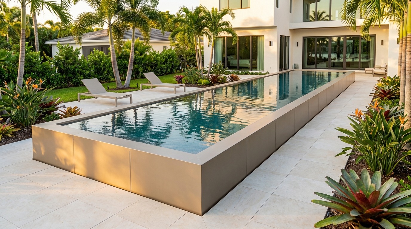 8 x 60 Champagne Mist Titanium Stone Architectural Pool