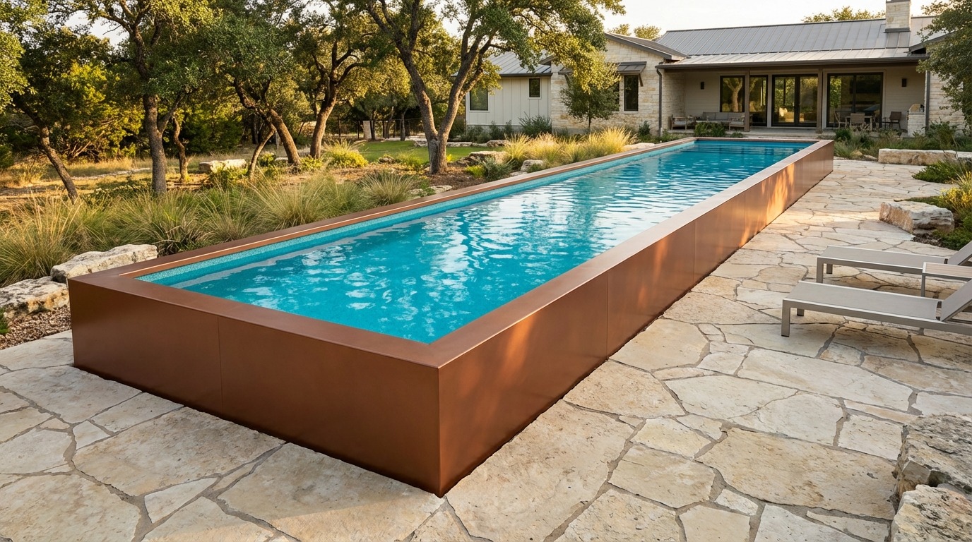 8 x 60 Espresso Copper Blue Topaz Architectural Pool
