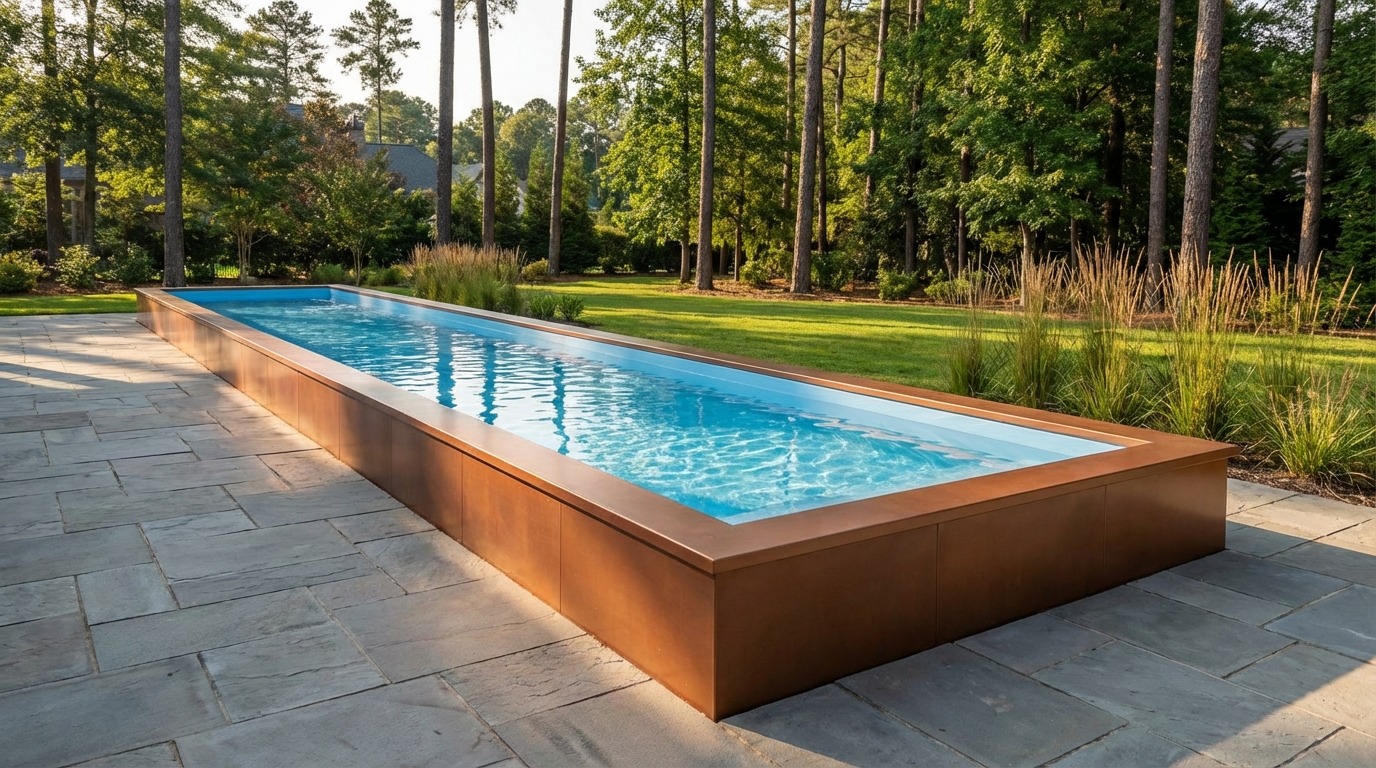 8 x 60 Espresso Copper Aqua Blue Architectural Pool