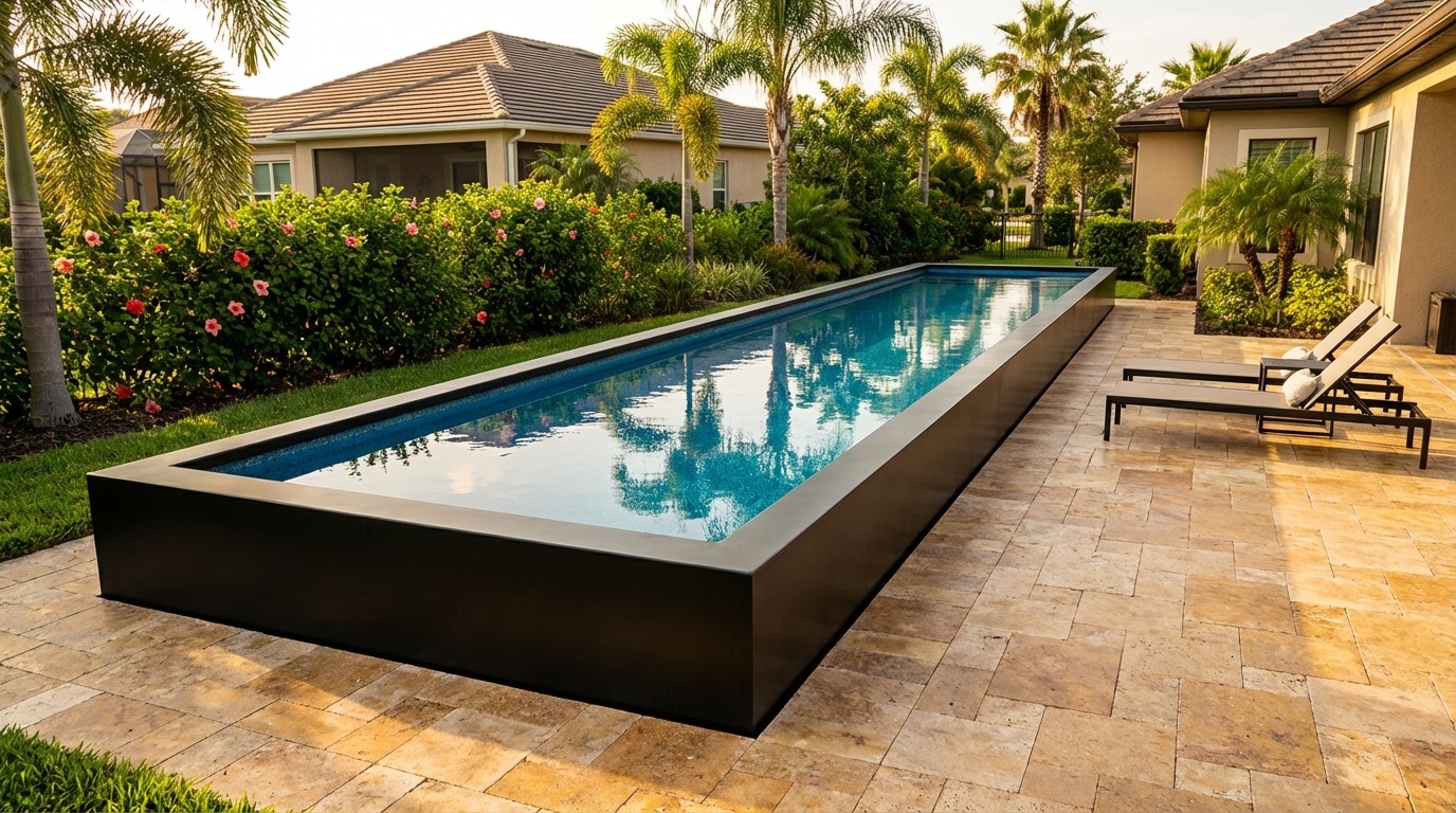 8 x 60 Midnight Black Blue Topaz Architectural Pool