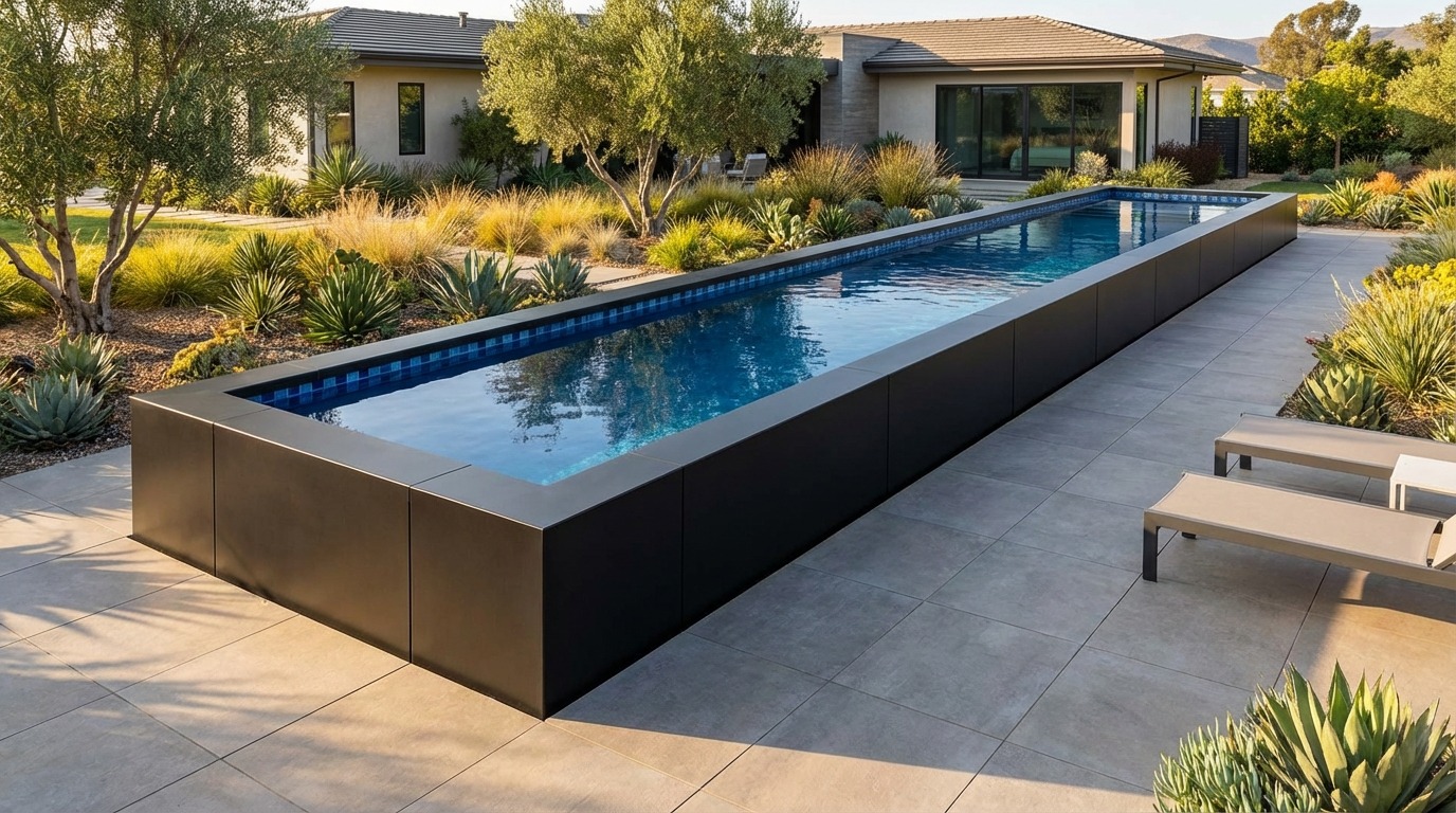 8 x 60 Midnight Black Mystic Blue Architectural Pool