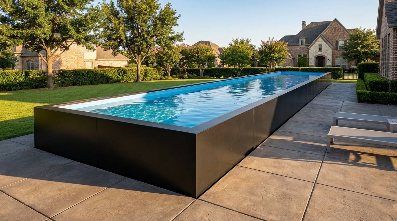 8 x 60 Midnight Black Aqua Blue Architectural Pool