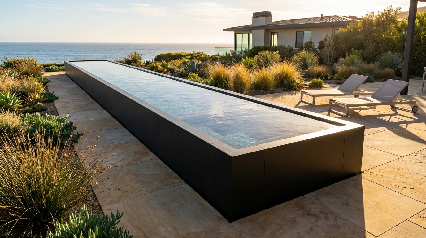 8 x 60 Midnight Black Titanium Stone Architectural Pool