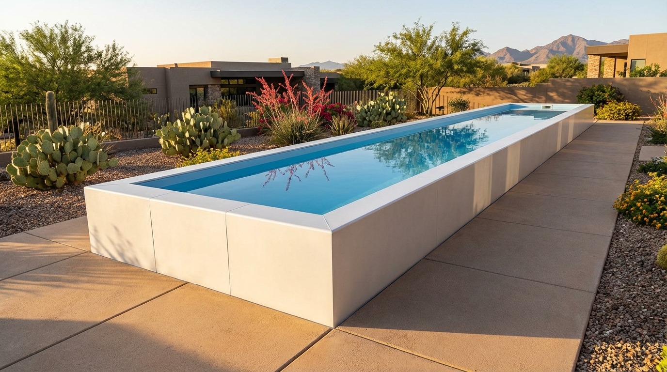 8 x 60 Alpine White Aqua Blue Architectural Pool