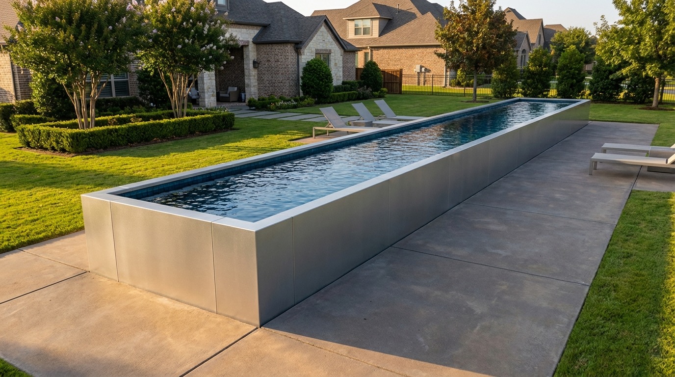 8 x 60 Platinum Silver Black Sapphire Architectural Pool