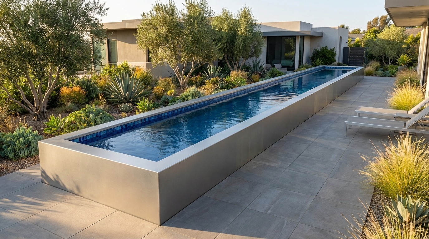 8 x 60 Platinum Silver Mystic Blue Architectural Pool