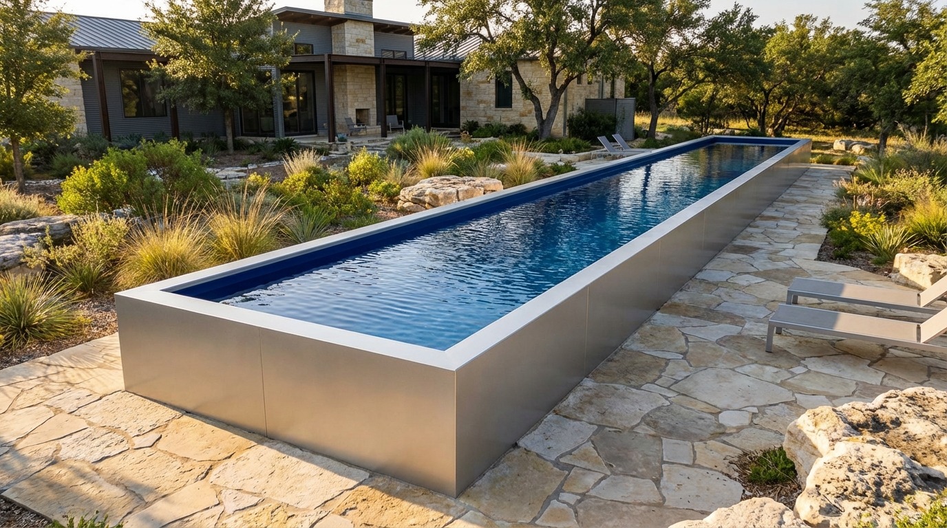 8 x 60 Platinum Silver Deep Sea Blue Architectural Pool