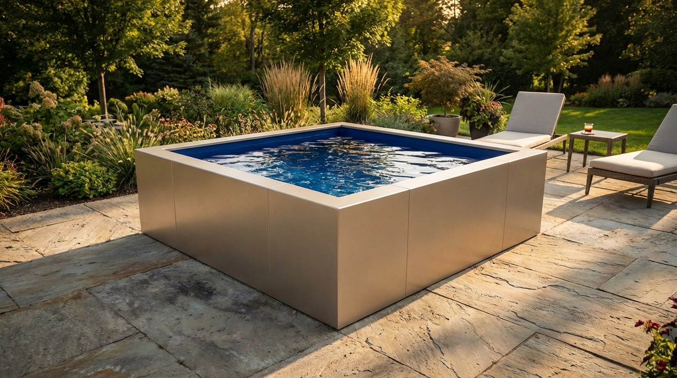 8 x 8 Champagne Mist Deep Sea Blue Architectural Pool