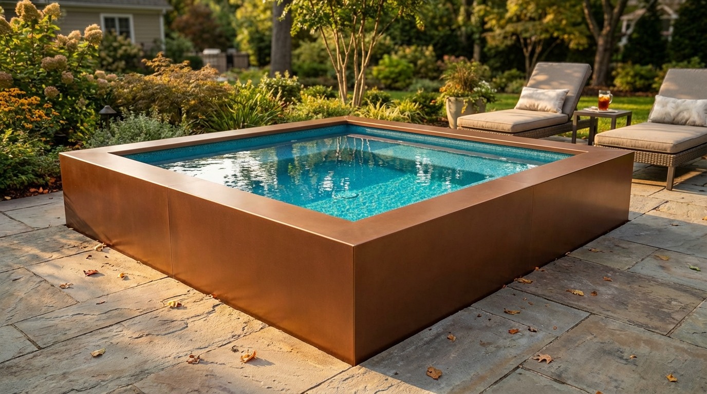 8 x 8 Espresso Copper Blue Topaz Architectural Pool