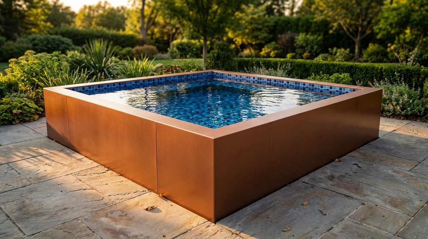 8 x 8 Espresso Copper Mystic Blue Architectural Pool