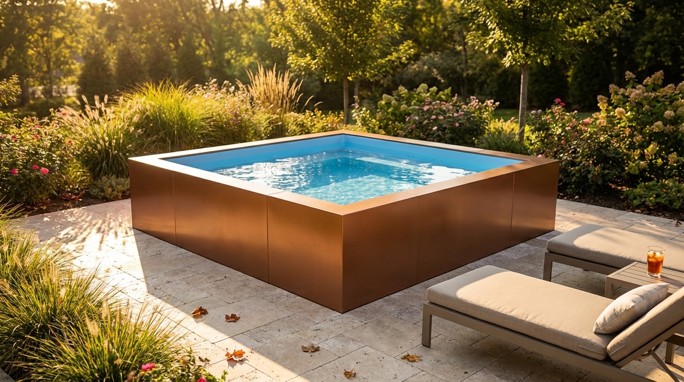 8 x 8 Espresso Copper Aqua Blue Architectural Pool